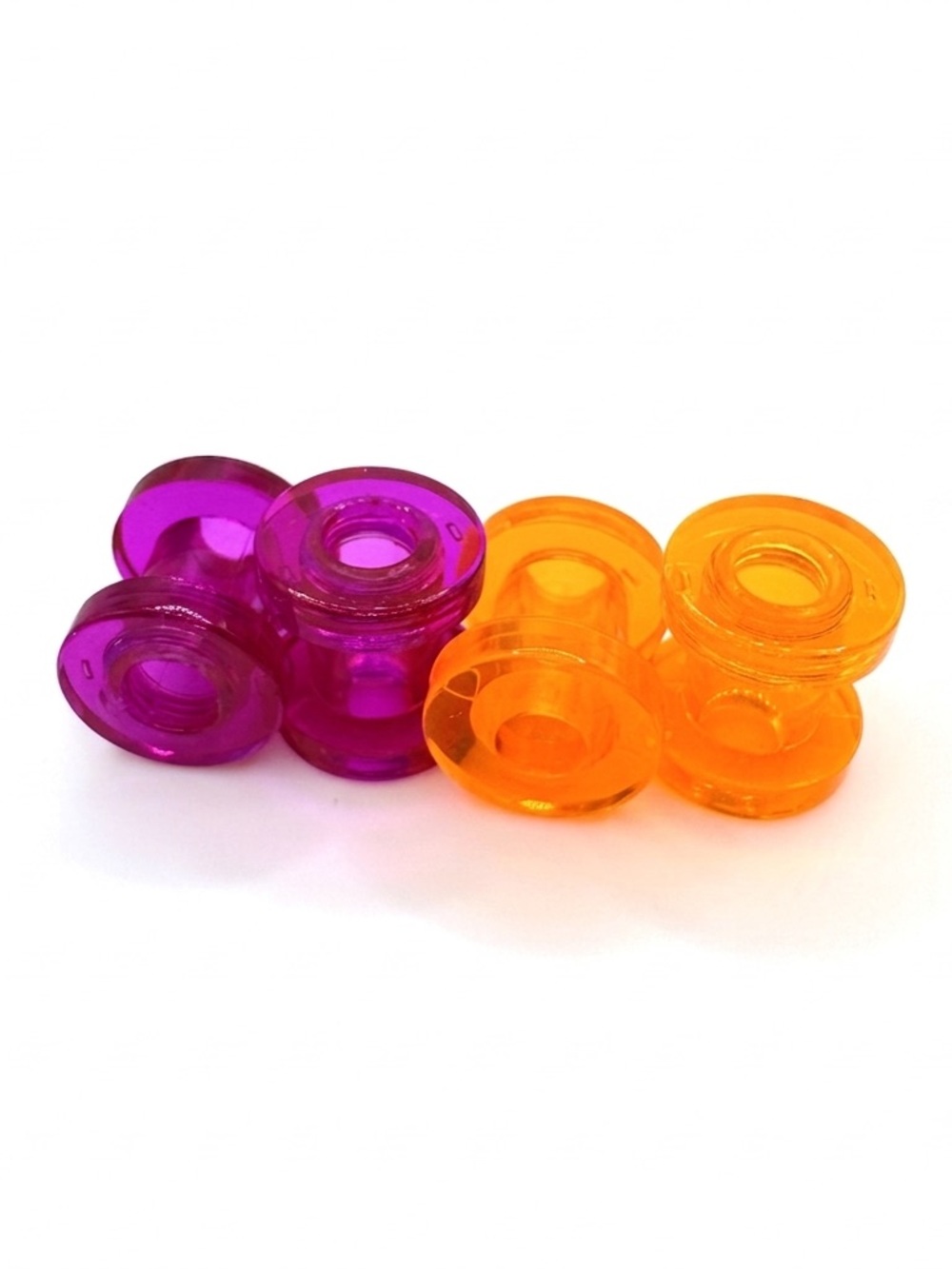 Set of 2 Pairs 2g Acrylic Ear Gauges Plugs Screw on Tunnels - Magenta & Orange